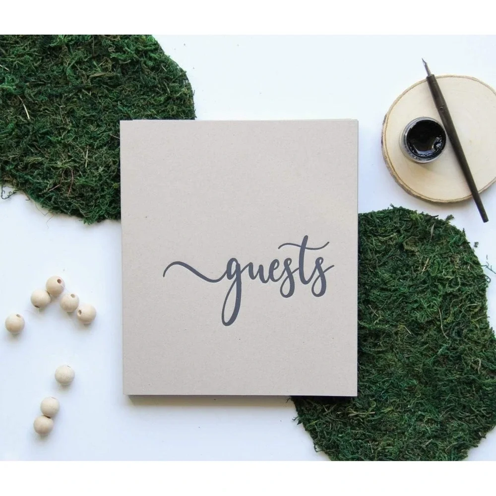 Modern Notebooks Rustic Wedding Guest Book Kraft Softcover 8.5x9 90 Pgs Boho